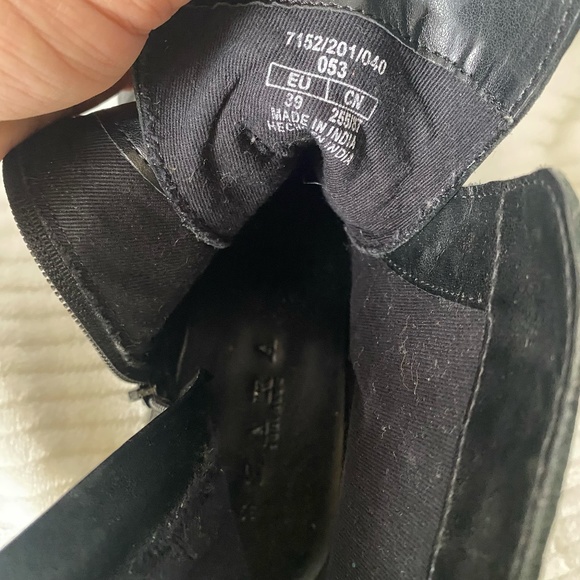 Zara Trafaluc Black Leather Embroidered Multi-Buckle Ankle Boots EU 39 US 8 - Picture 8 of 9